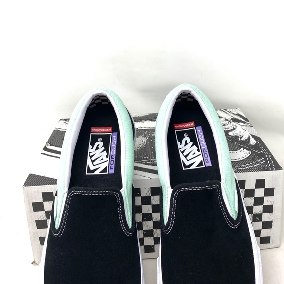 VANS Skate Slip On Sneakers For Women Mint Black Suede Canvas Casual VN0A5FCAM2T - Picture 5 of 11